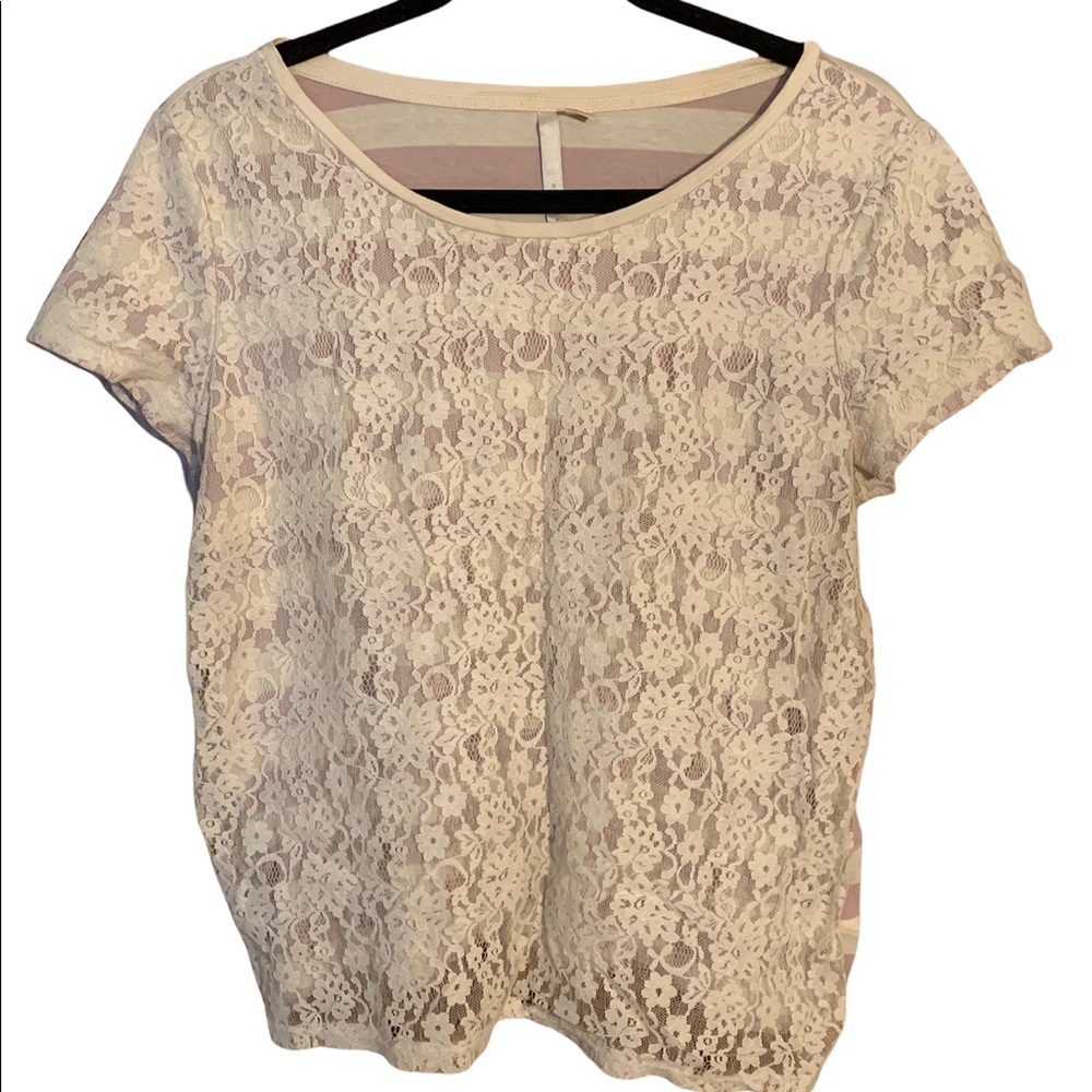 LC Lauren Conrad Lace Overlay Shirt